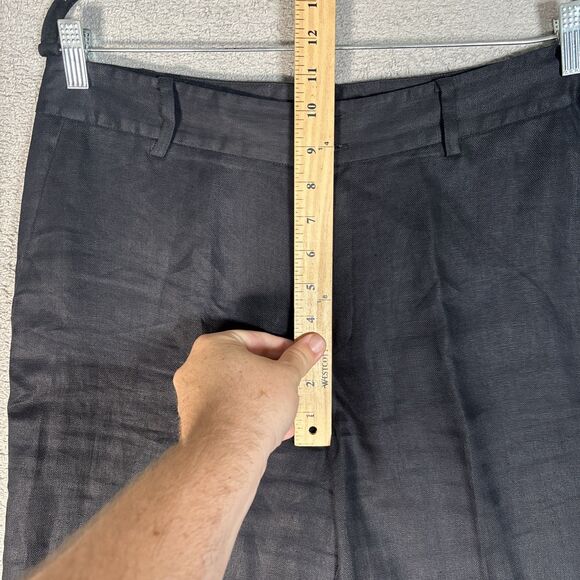 Lauren Ralph Lauren Women Size 12 100% Linen Dress Pants Navy Blue Pleated Front - Picture 5 of 10